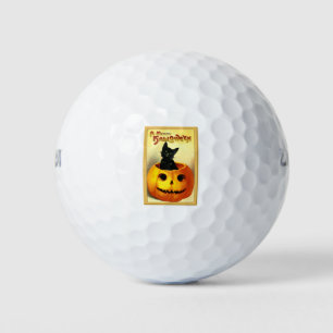 Balles De Golf Halloween Kitty assis à Jack-o'-lantern