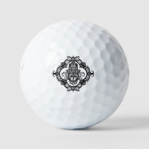 Balles De Golf Hamsa Avec Ornements Ethniques Doodle