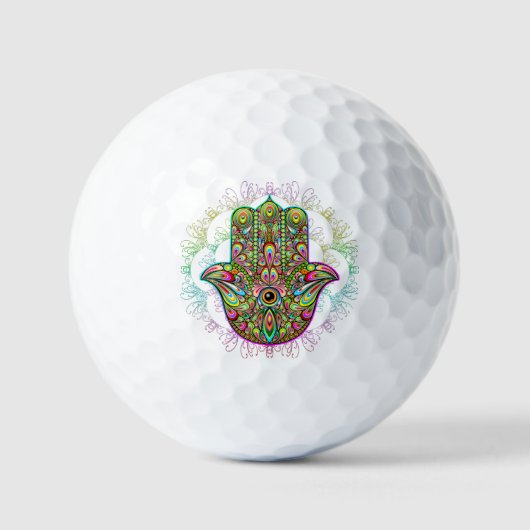Balles De Golf Hamsa Fatma Main Psychedelic Art (Recto)