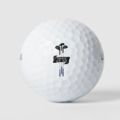 Balles De Golf Hand-Drawn Monogrammed Modern Golf Clubs Custom (Devant)