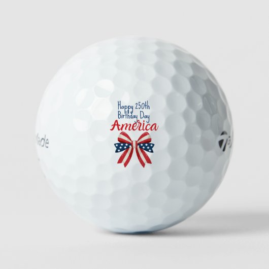 Balles De Golf Happy 250th Birthday America Red White Blue Bow (Recto)