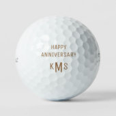 Balles De Golf Happy Anniversary Gold Monogram Titleist Pro V1 (Recto)