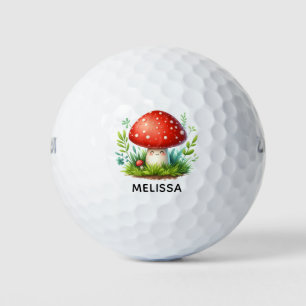 Balles De Golf Happy Mushroom Redcap Illustration Nom personnalis