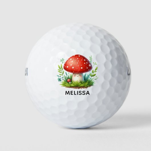 Balles De Golf Happy Mushroom Redcap Illustration Nom personnalis (Devant)