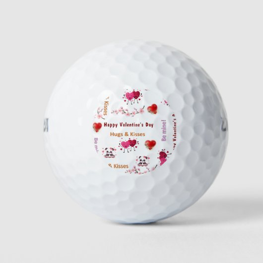 Balles De Golf Happy Valentine's Day Couple Hearts Golf Ball  (Devant)