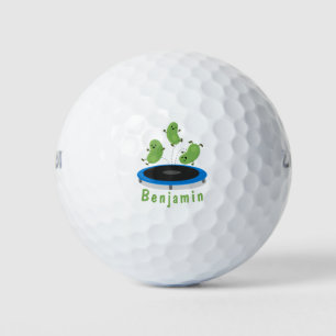 Balles De Golf Haricots verts mignons sur dessin animé trampoline