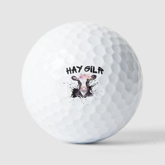 Balles De Golf Hay Girl Farmer Funny Cattle Cow Farm Amateurs (Recto)