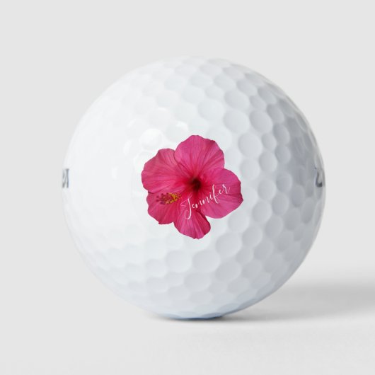 Balles De Golf Hibiscus rose Floral Flower Nom tropical (Devant)