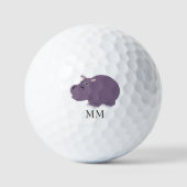 Balles De Golf Hippopotame Dessin Monogrammé (Recto)