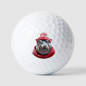 Balles De Golf Hippopotame Écharpe et Bonnet  (Recto)