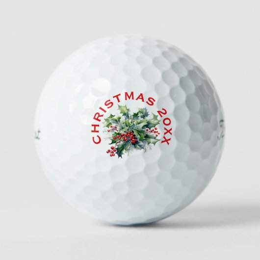 Balles De Golf Holly Berries personnalisés Noël (Recto)