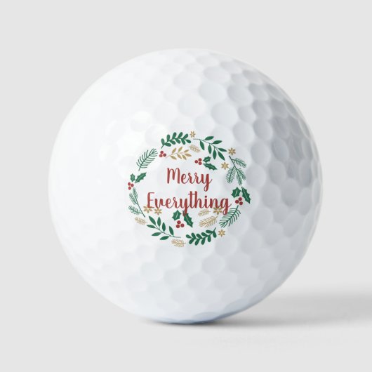 Balles De Golf Holly Berry Pine Wreath Joyeux Tout Vacances (Recto)