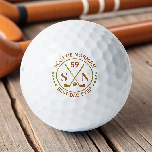 Balles De Golf Hommes Golfer Cadeaux Classique Monogramme Brown