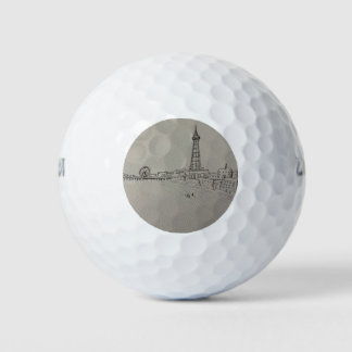 Balles De Golf Horloge en forme de tour de Blackpool carré murale