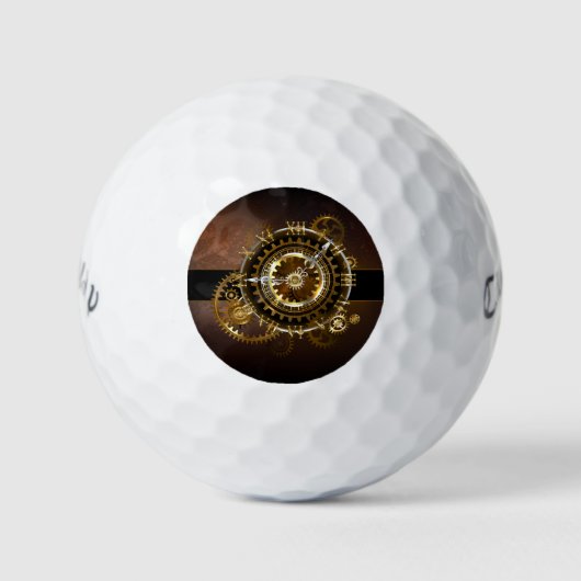 Balles De Golf Horloge Steampunk avec des engrenages anciens (Devant)