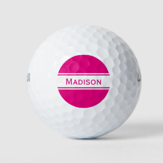 Balles De Golf Hot Rose White Strips Nom Monogramme