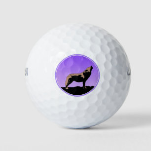 Balles De Golf Howling Wolf at Sunset - Art faunique original