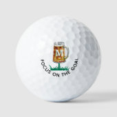 Balles De Golf Humour 19e Monogramme de la moût de bière Tee (Recto)