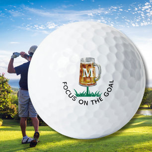 Balles De Golf Humour Tasse de bière 19e Tee Monogramme