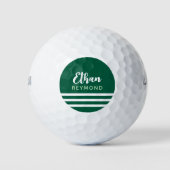 Balles De Golf Hunter-Green Golfer Nom avec 3 bandes (Devant)