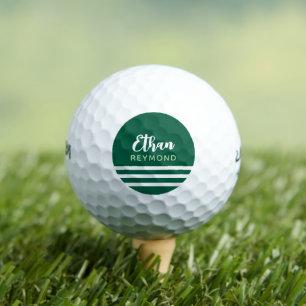 Balles De Golf Hunter-Green Golfer Nom avec 3 bandes