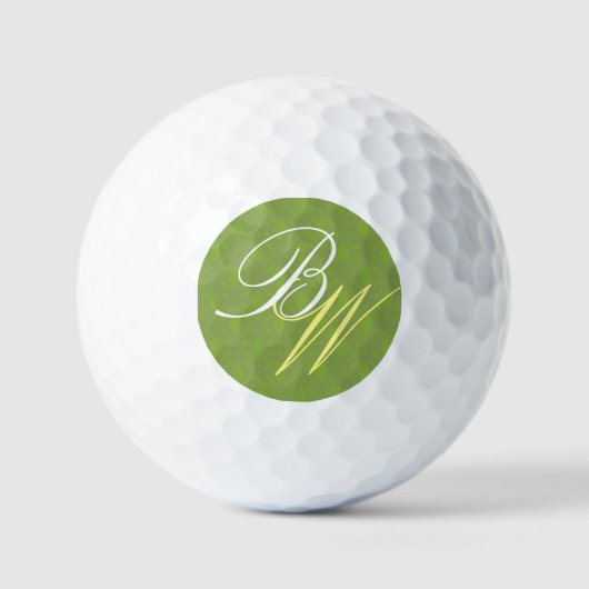 Balles De Golf Hunter Green ⛳ ✨ Initiales Art Déco (Recto)