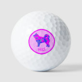 Balles De Golf Husky Sibérien mignon Chien rose Silhouette Monogr (Recto)