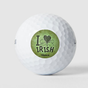 Balles De Golf I Heart Irlandais Shamrock Monogramme Initiales No