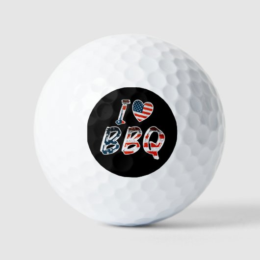 Balles De Golf I Love BBQ, American Patriotic (Recto)