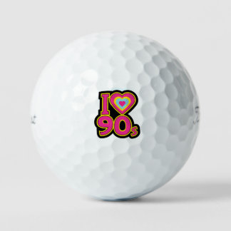 Balles De Golf 'I ♥ the 90s' Nostalgic Retro Pink Black Yellow 