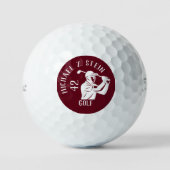 Balles De Golf Icône de golfeur, nom et âge rouge foncé (Recto)