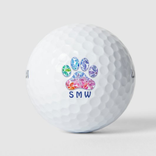 Balles De Golf Icône Empreinte de patte Monogramme Golf Balls (Devant)