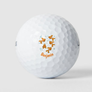 Balles De Golf Illustration de caricature de poisson rouge orange