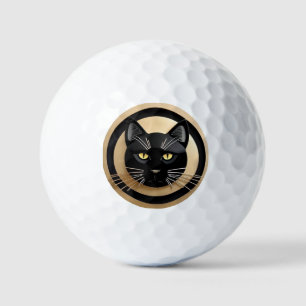 Balles De Golf Illustration de chat noir stylisée