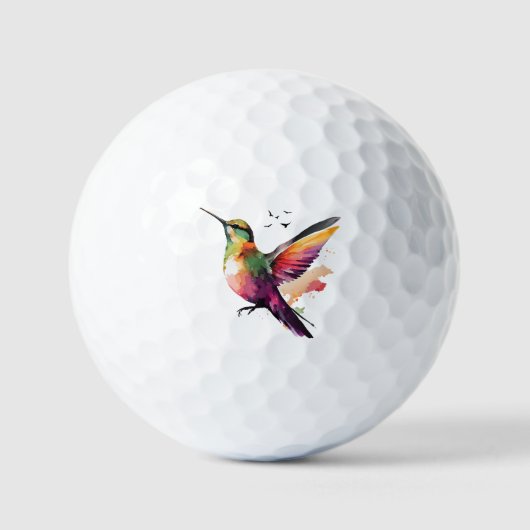 Balles De Golf Illustration de colibri d'aquarelle dynamique (Recto)