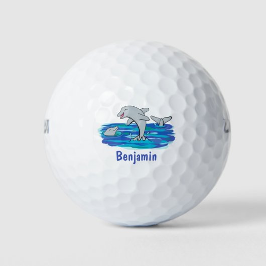 Balles De Golf Illustration de dauphins heureux adorables (Devant)