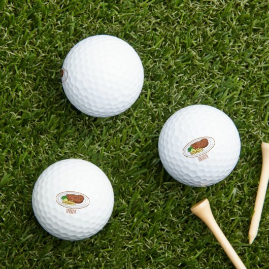 Balles De Golf Illustration de dessin de steak (Herbe in situ)