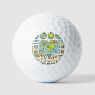 Balles De Golf Illustration de la géographie Vintage dessinée à l