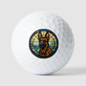Balles De Golf Illustration de style Malinois belge en verre vern (Recto)
