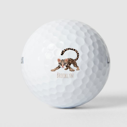 Balles De Golf Illustration d'ocelot mignon (Devant)