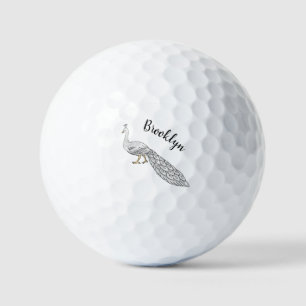 Balles De Golf Illustration d'oiseau de paon blanc
