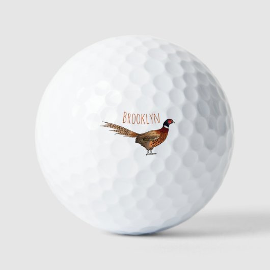 Balles De Golf Illustration d'oiseau faisan à cou circulaire (Recto)