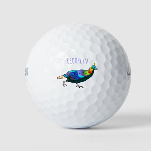 Balles De Golf Illustration d'oiseau monal himalayen (Devant)