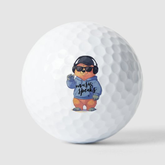 Balles De Golf illustration d'ours cool, (Recto)