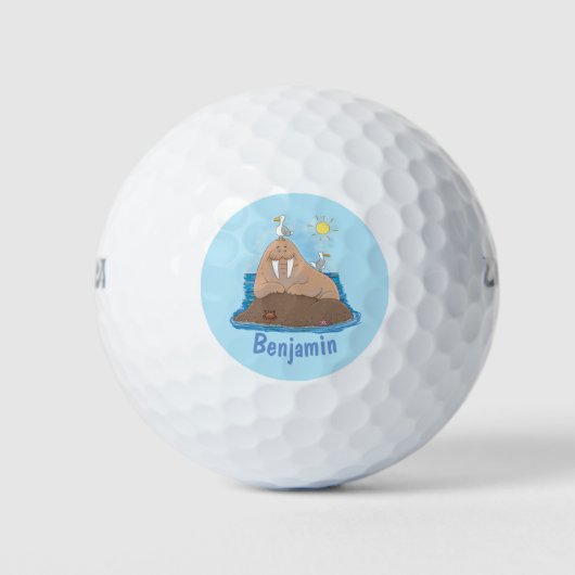 Balles De Golf Illustration drôle de morse joyeux (Devant)