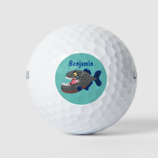 Balles De Golf Illustration drôle de piranha affamée (Devant)