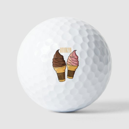 Balles De Golf Illustration du cône de crème glacée (Recto)