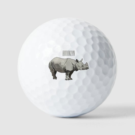 Balles De Golf Illustration du rhinocéros de Javan (Recto)