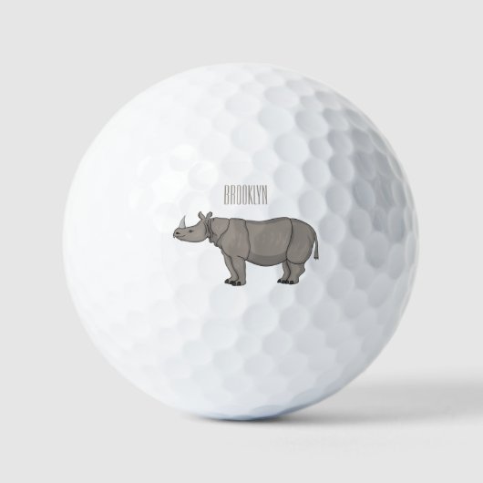 Balles De Golf Illustration du rhinocéros de Javan (Recto)