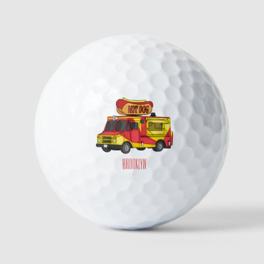 Balles De Golf Illustration d'un camion de nourriture pour chien  (Recto)